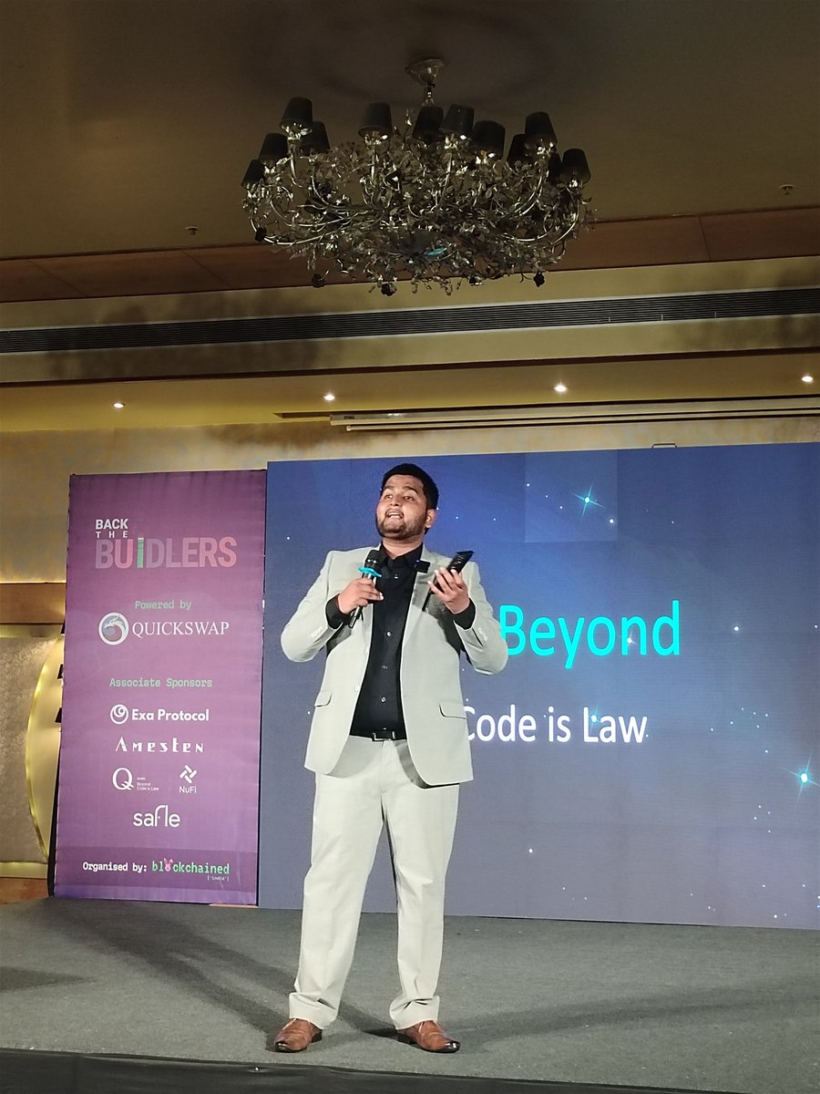 Got to know about @QBlockchain and 
1. Rules
2. Decision Making
3. Dispute Resolution
4. When Code FAILS 
5. Manipulative DAOs

#BeyondCodeIsLaw

Thanks to Shriyash Pandey{@shriyashpandit}

Thread 🧵