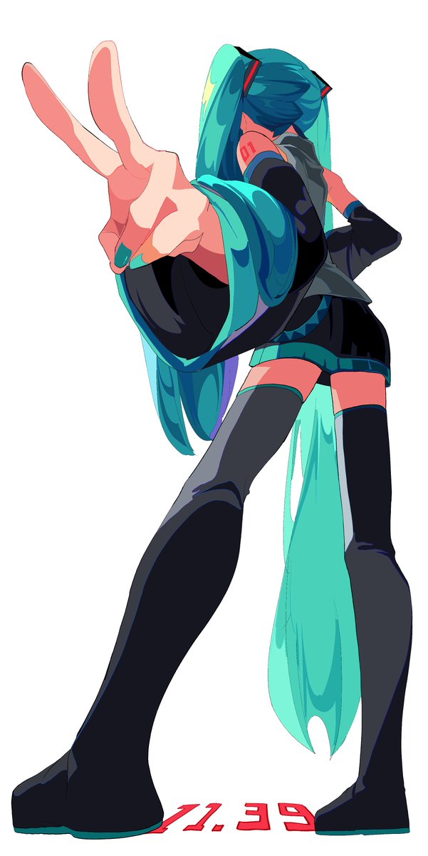 hatsune miku 1girl solo long hair twintails skirt thighhighs detached sleeves  illustration images