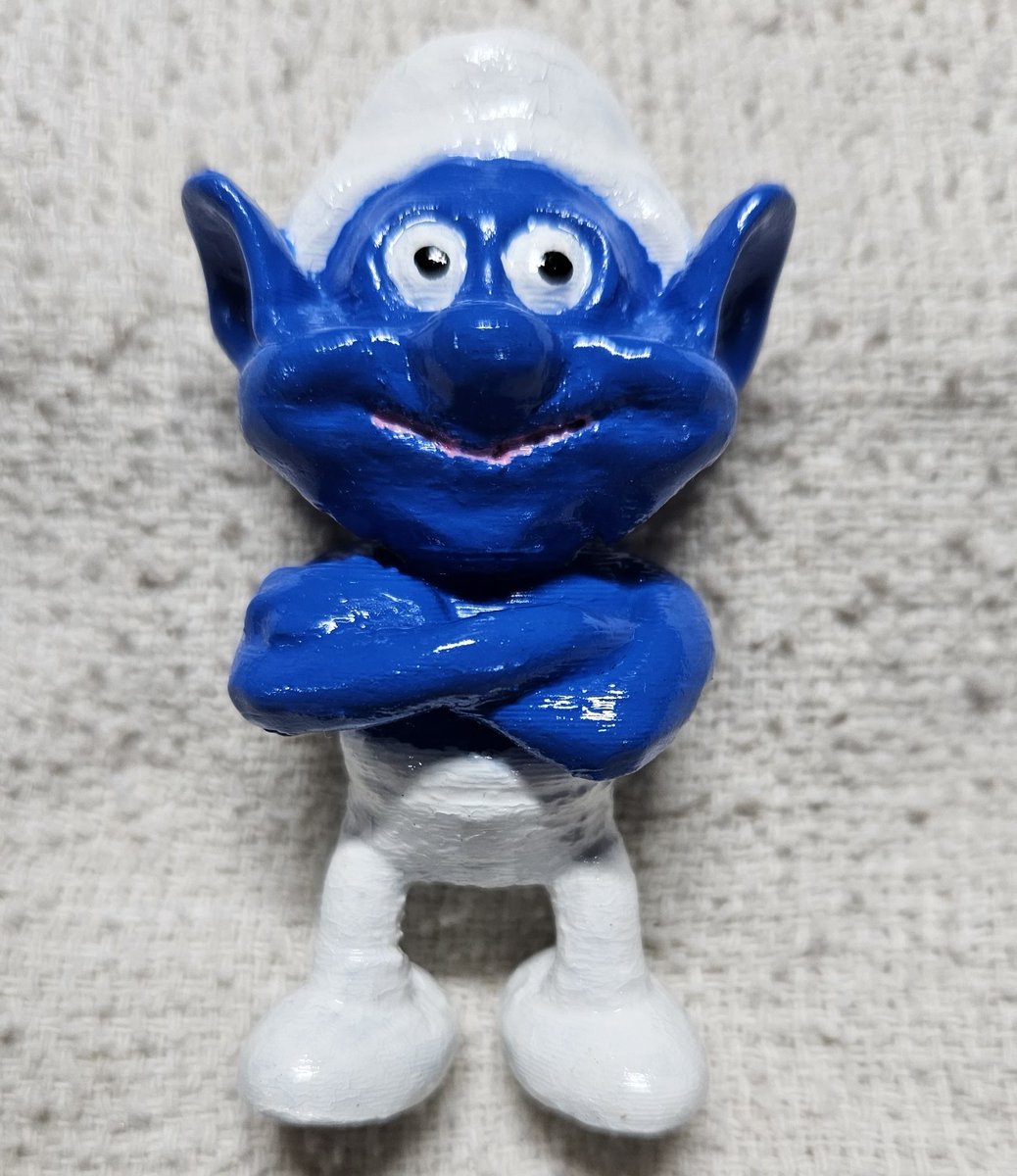 3D printed and painted Hefty Smurf . . . . #smurf #smurfs #3d #3dprint #3dprinting #3dprinted #3dprinter #heftysmurf