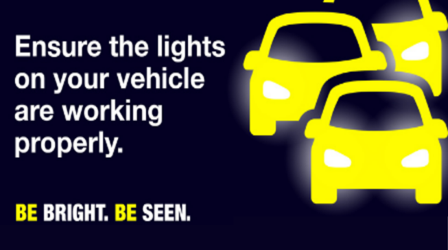 🚙  Drivers: #BeBrightBeSeen

Make sure that all the lights on your vehicle are working properly. They will help you spot other road users & enable others to see you. 

#WinterDriving #BDSafeRoads