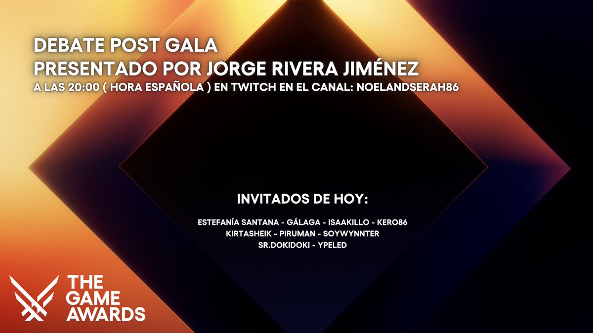 Hoy a las 20:00 españa debate de videojuegos con los colaboradores:
@EstefaniaSS2
<a href="/YPPeled/">YPeled 🌛</a>
<a href="/XGalagaX/">XGalagaX</a>
<a href="/Neko_Kero86/">Kero86</a>
<a href="/Kirtash4/">Kirtash</a>
<a href="/piruman7/">Piruman7</a>
<a href="/srdokidoki/">💮ドキドキ卿💮</a>
@Wynnter_Man