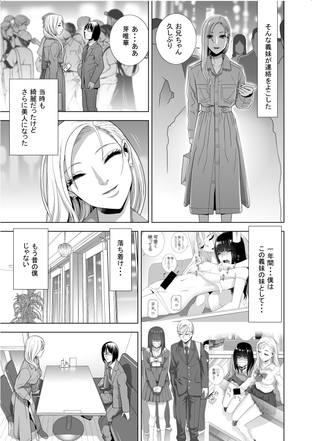 12月14日発売「義妹母乳生搾り」後半に収録されている「強制女装義兄」シリーズご紹介③
「義妹再び」
あれから4年大学をでて就職した義兄のもとに4年ぶりに義妹から連絡が入る… 