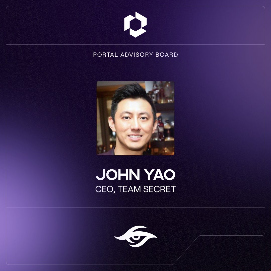 John Yao, CEO of @teamsecret, joins the Portal Advisory Board.

As CEO of one of the world’s premier Esports organizations, John will provide insight and access to mainstream Esports. It’s all part of Portal’s vision for a Web3-powered gaming world. 🧵 1/3