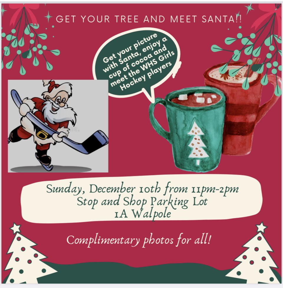 whsgirls_hockey's tweet photo. Santa is coming!! Sunday, December 10th!!! 11a-2p!  Find out if you are on the naughty or nice list!!!  HE WOULD LOVE TO SEE YOU!! (All proceeds go to WHS Girls Hockey) https://t.co/xEY3Rfhbyz