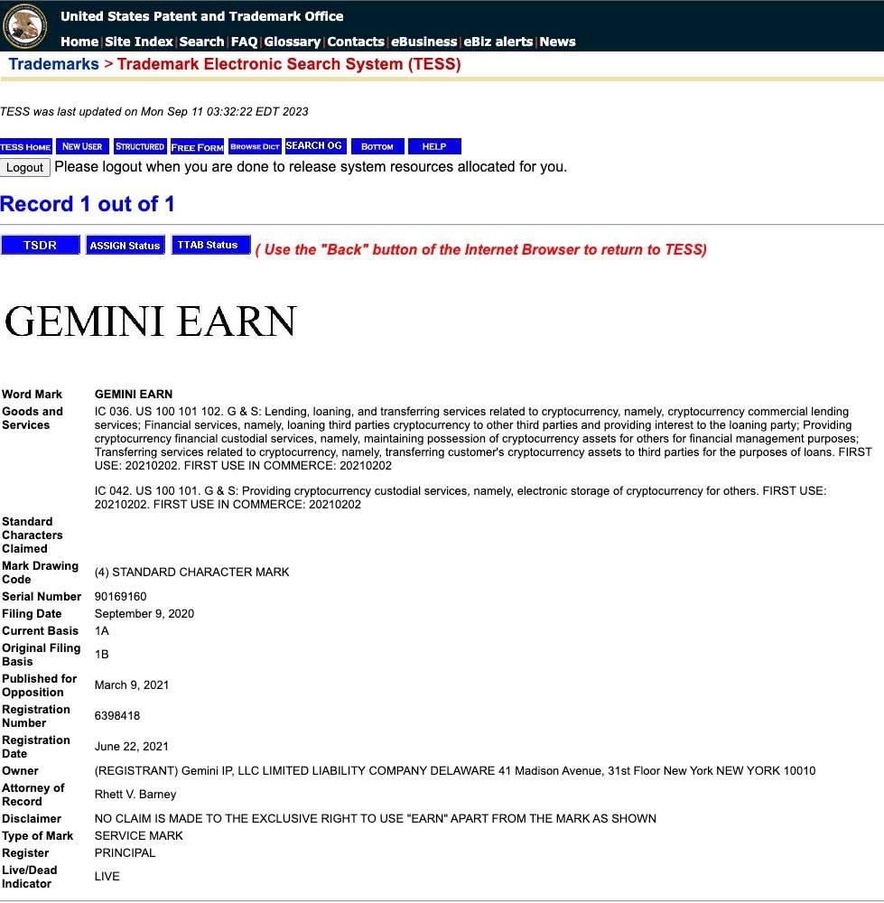 <a href="/GeminiTrustCo/">GeminiTrustCo</a> Just a weekly reminder that you own this trademark.