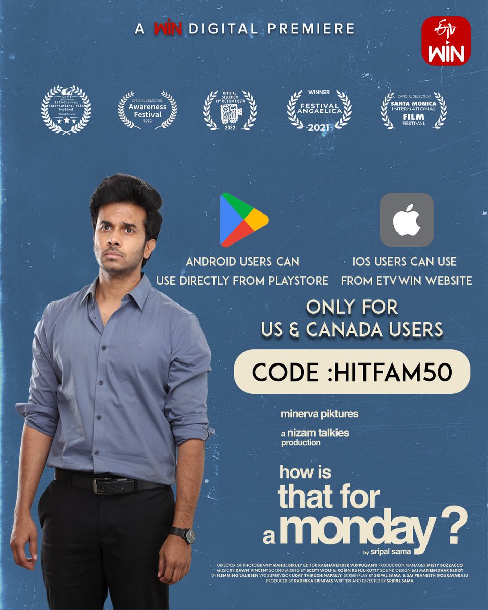 etvwin's tweet photo. Alert π¨ Alert π¨....π± Exclusive Win Offer! π
To all the fans of "How is That for a Monday?"
Enjoy a fantastic 50% discount for the people of US and Canada. Download the app now to unlock π πβ¨.Use code : HITFAM50 and enjoy the Film Todayππ
#HITFAM
#EtvWin #WinThoWinodham https://t.co/SWNcWr3jEx