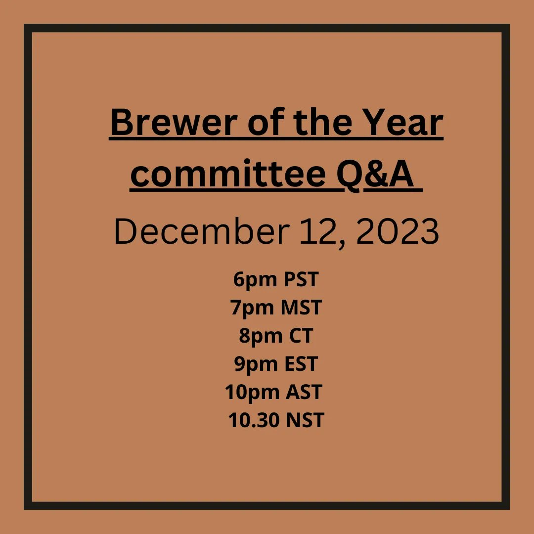 We are excited to be hosting a public #BreweroftheYear Q&amp;A on Dec 12 @ 9pm EST for those interested in participating in the circuit either as a competition or a participant. Head to our Speaker Series page for the meeting link: canadahomebrews.ca/speakerseries/

#canadahomebrews #homebrew