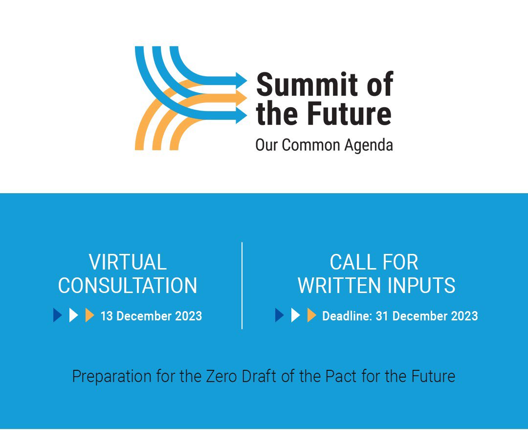 The 2024 Summit of the Future is our chance to shape a sustainable tomorrow. Participate in a virtual consultation on 13 December to share your ideas for the Pact for the Future — a key document outlining collective commitments. Register here ➡ docs.google.com/forms/d/e/1FAI…