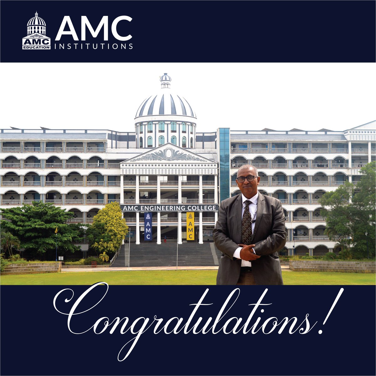 amcinstitutions's tweet photo. BHARAT RATNA SIR M VISVESVARAYA AWARD-2023

"It's the teacher that makes the difference, not the classroom"

AMC family congratulates our dear professor, a Guru Dr. Shashishankar A (HOD, Civil Department) for achieving the 'Bharat Ratna Sir M Visvesvaraya Award-2023. https://t.co/mtVOBaRjY6