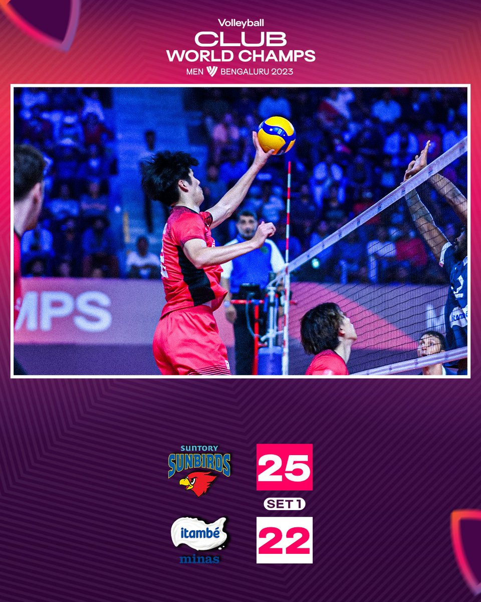Set 1⃣ in the 👜, intensity at its peak, and we're just getting started! 🔥

Can Suntory Sunbirds keep the momentum going in the second set? 

#ClubWorldChamps #RuPayPrimeVolley #AsliVolleyball #SuntorySunbirds #ItambeMinas