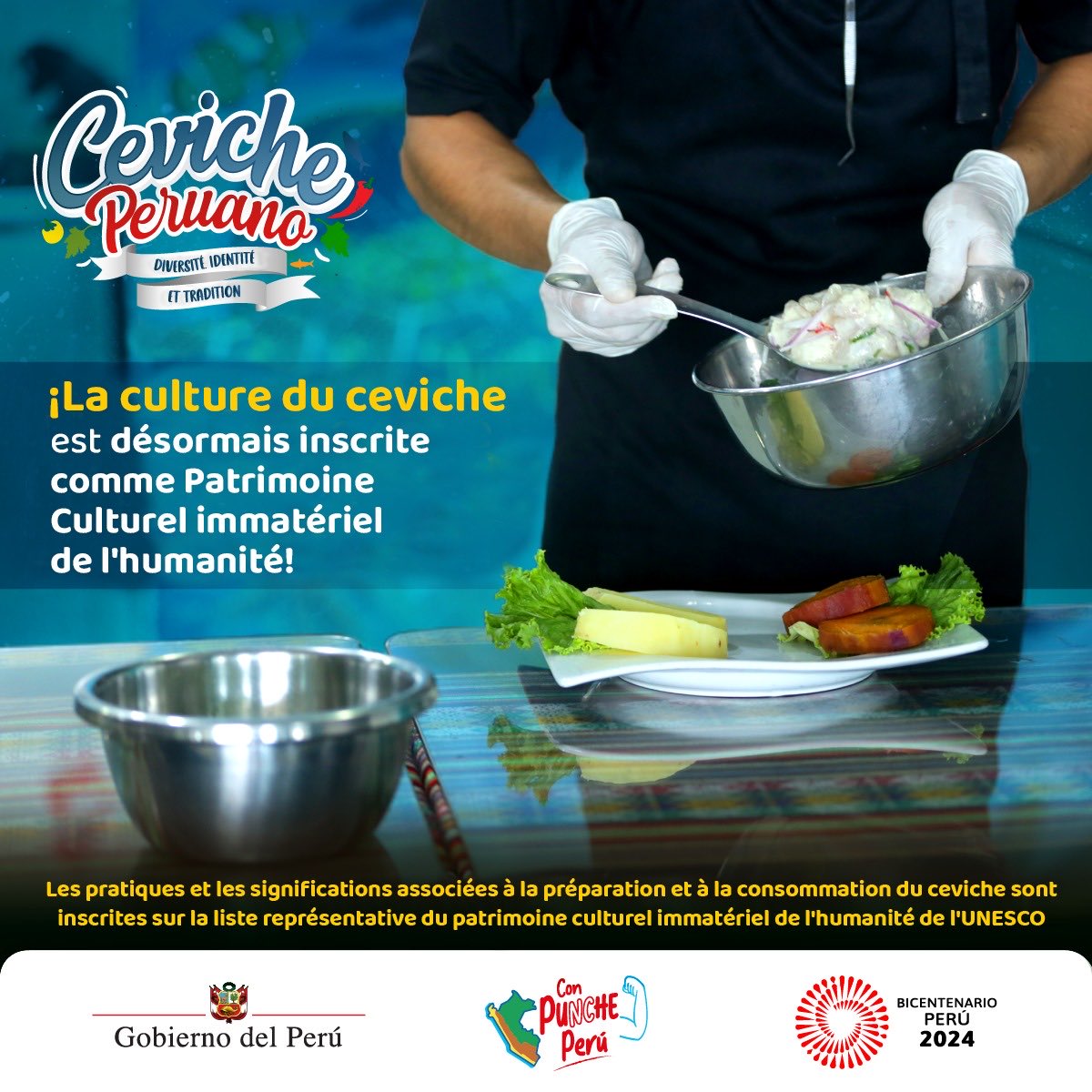 🍽️🐟 Los ingredientes y tradiciones del ceviche peruano han logrado formar parte de la Lista Representativa de Patrimonio Cultural Inmaterial de la Humanidad de @UNESCO. ¡A celebrar! 🇵🇪🎉 #CevicheParaLaHumanidad