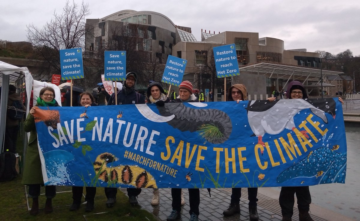 A soggy but determined flock of RSPB Scotland colleagues joined the <a href="/sccscot/">Stop Climate Chaos Scotland</a> rally outside <a href="/ScotParl/">Scottish Parliament</a> today to show Scotland is united for action on the nature and climate crisis.
#GlobalDayofAction #COP28