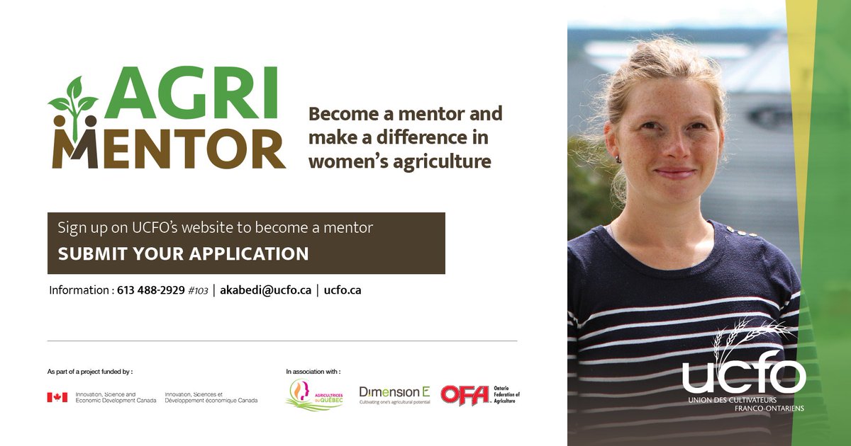 🌾 AgriMentor is offering FREE individual coaching services to women in the agricultural sector across Canada, available in both French &amp; English. 👩‍🌾 Join the community of Ag women helping women! 🌱 Want to be a Mentor or Mentee? Learn more here 👉 ucfo.ca/agrimentor-ind…