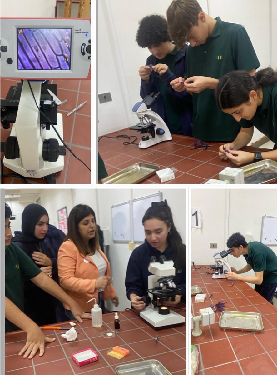 RHHS_BioDept's tweet photo. "Exploring the Microcosm: Journey of grade 11 students into Cells Realms. Witness the intricate dance of life as we observe Paramecium and delve into precise microscopic measurements in our laboratory exploration."@RHHS_Saida https://t.co/ZU13THI0tH