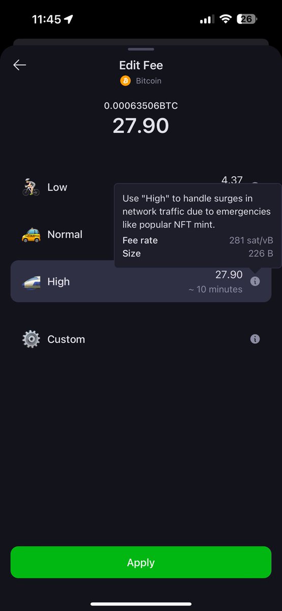 PageBoatman's tweet photo. @OneKeyHQ @OneKeyCN There's a problem with Onekey's BTC fee estimation. It displays approximately 281 sat/vB, but the fee rises to over 400+ sat/vB when broadcasting the signed transaction. https://t.co/OugETRcBrY