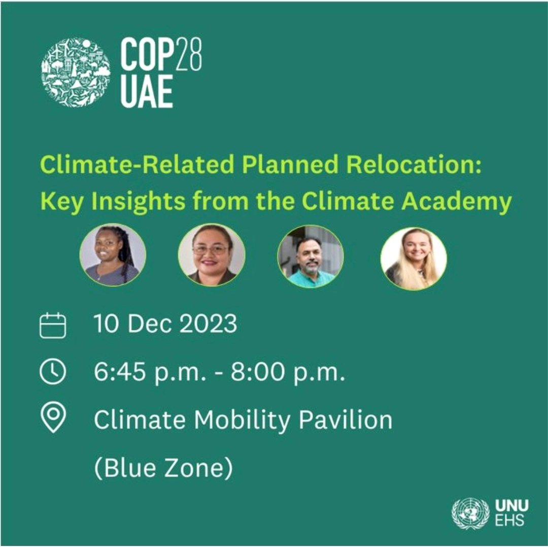ranjanpanda's tweet image. If you are attending @COP28_UAE , do join us tomorrow...

#ClimateMigration 
#ClimateDisplacement 
#JustRelocation
#InclusiveRehabilitation
#CommonsClimateConnect 

@UNUEHS @UNFCCC @IPCC_CH @WaterInitiativ1 @Youth4WaterIn