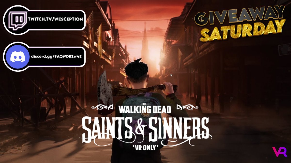 Today I am Giving away a #Free Copy of The Walking Dead Saints and Sinners (VR only) on Steam! You must be Following & In chat on #twitch  to claim your prize Subscribers get entered twice for 2X the chance to win. #freesteamgame #steamkey #vrgame #vr #walkingdead #Giveaways