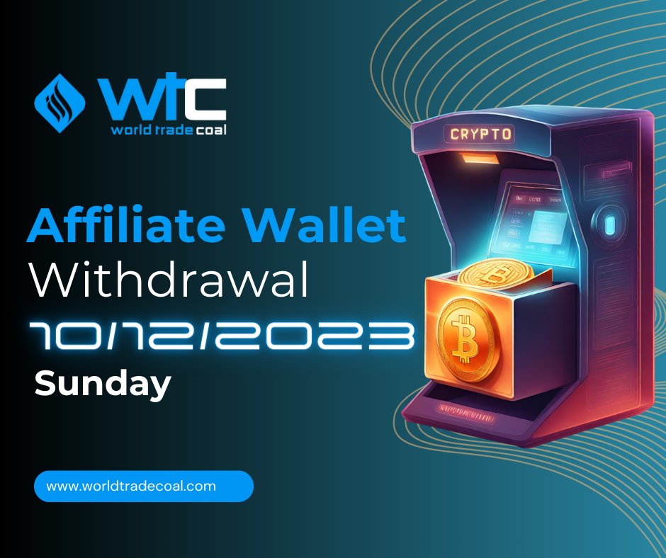 worldtradecoal's tweet photo. 🌐✨ Affiliate Wallet Withdrawal Alert! ✨🌐
🗓️ Date: December 10, 2023 (Sunday)
🌟#worldtradecoal #AffiliateWithdrawal #WeekendEarnings #WTCFinancialFreedom 💎💼 https://t.co/ApvPWlzUEG