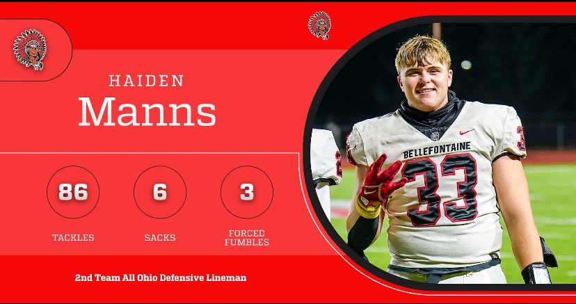 Proud of this kid. 4 yr starter. Really developed a passion for studying and playing d line. <a href="/HaidenManns/">Haiden Manns</a> is a game changer up front &amp;looking for a college home. hudl.com/v/2Mfez9