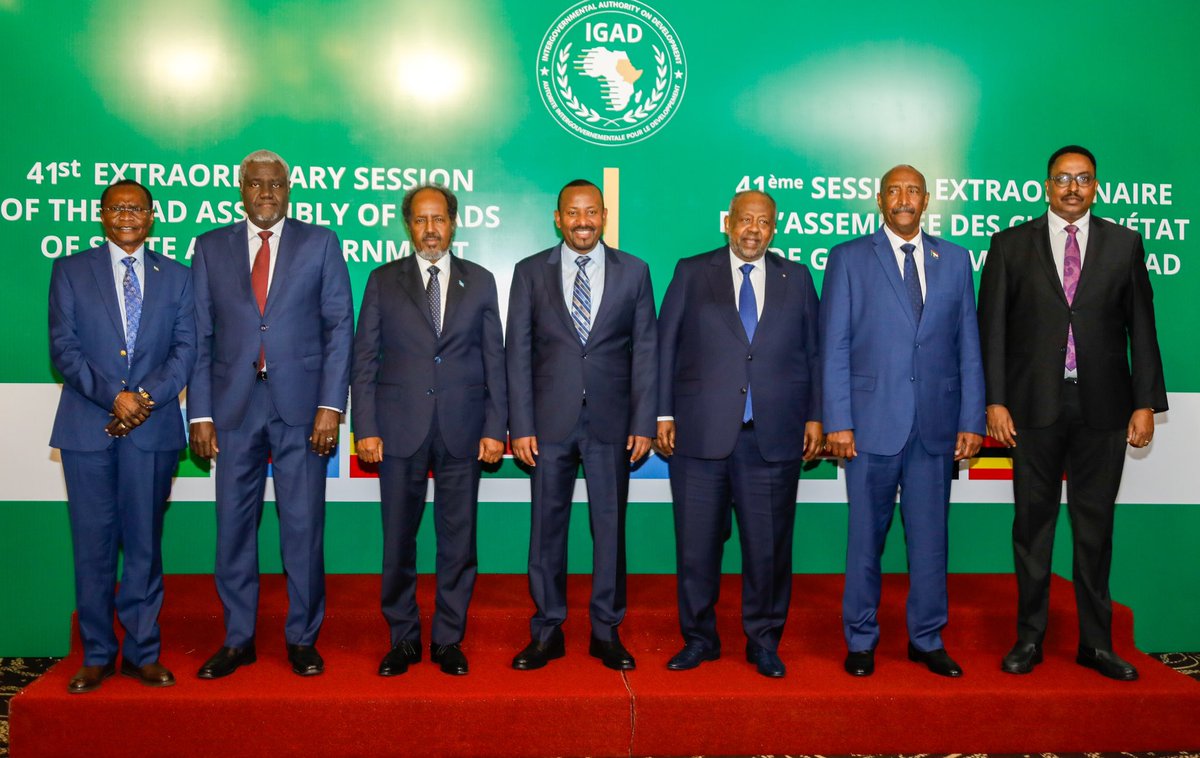 PMEthiopia's tweet photo. During the 41st Extraordinary Session of the IGAD Assembly of Heads of State and Government on the Sudan, PM @AbiyAhmedAli expressed continued commitment to support a peaceful resolution to the conflict in the neighboring country which has been going on for several months. https://t.co/euRnrMfdlU