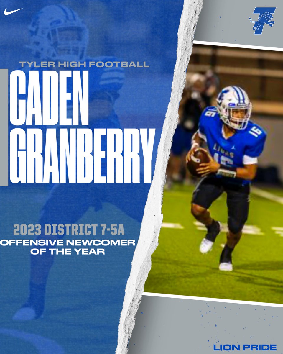 Congrats Caden Granberry 

2023 District 7-5A
Offensive Newcomer of the Year