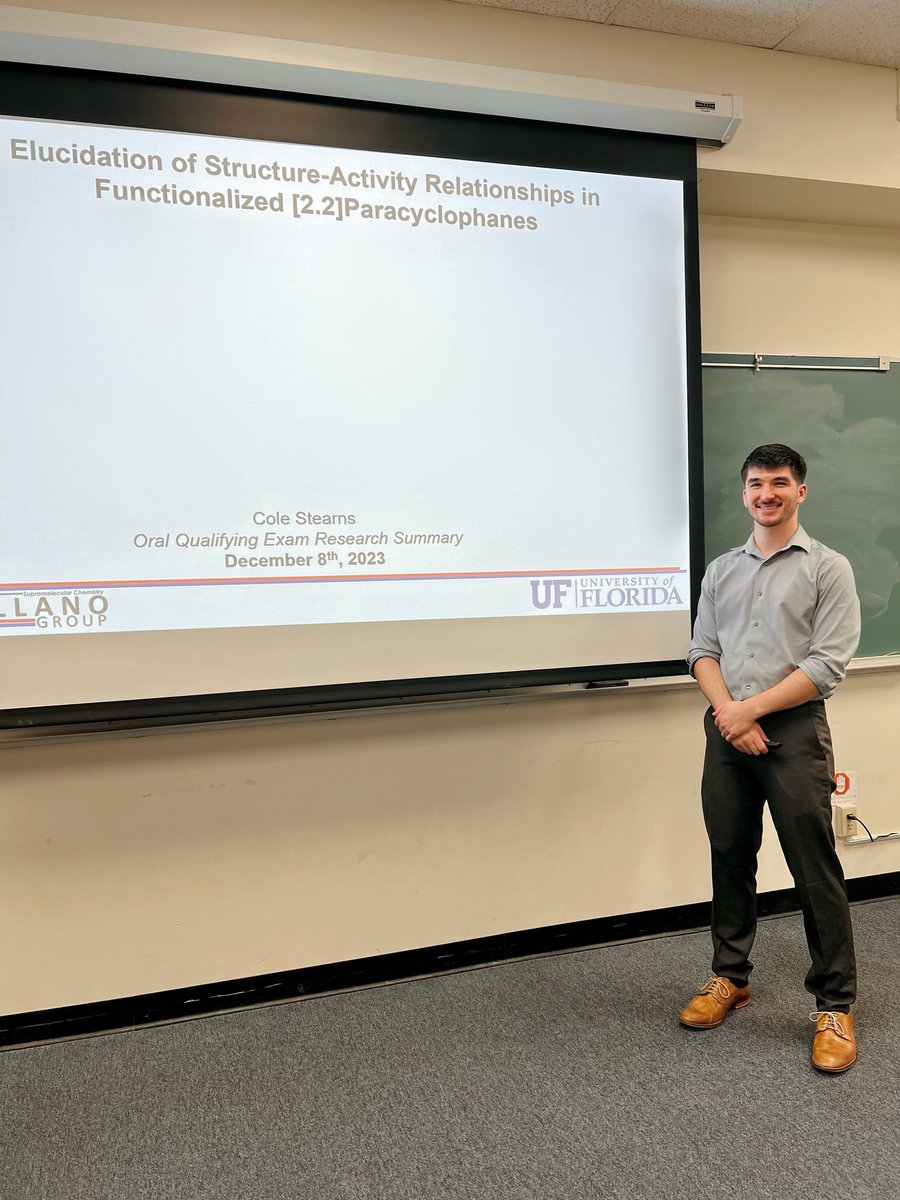 A hearty congratulations to Cole Stearns for passing his oral Ph.D. candidacy exam! Many discoveries await! @UFChemistry @ButlerPolymer