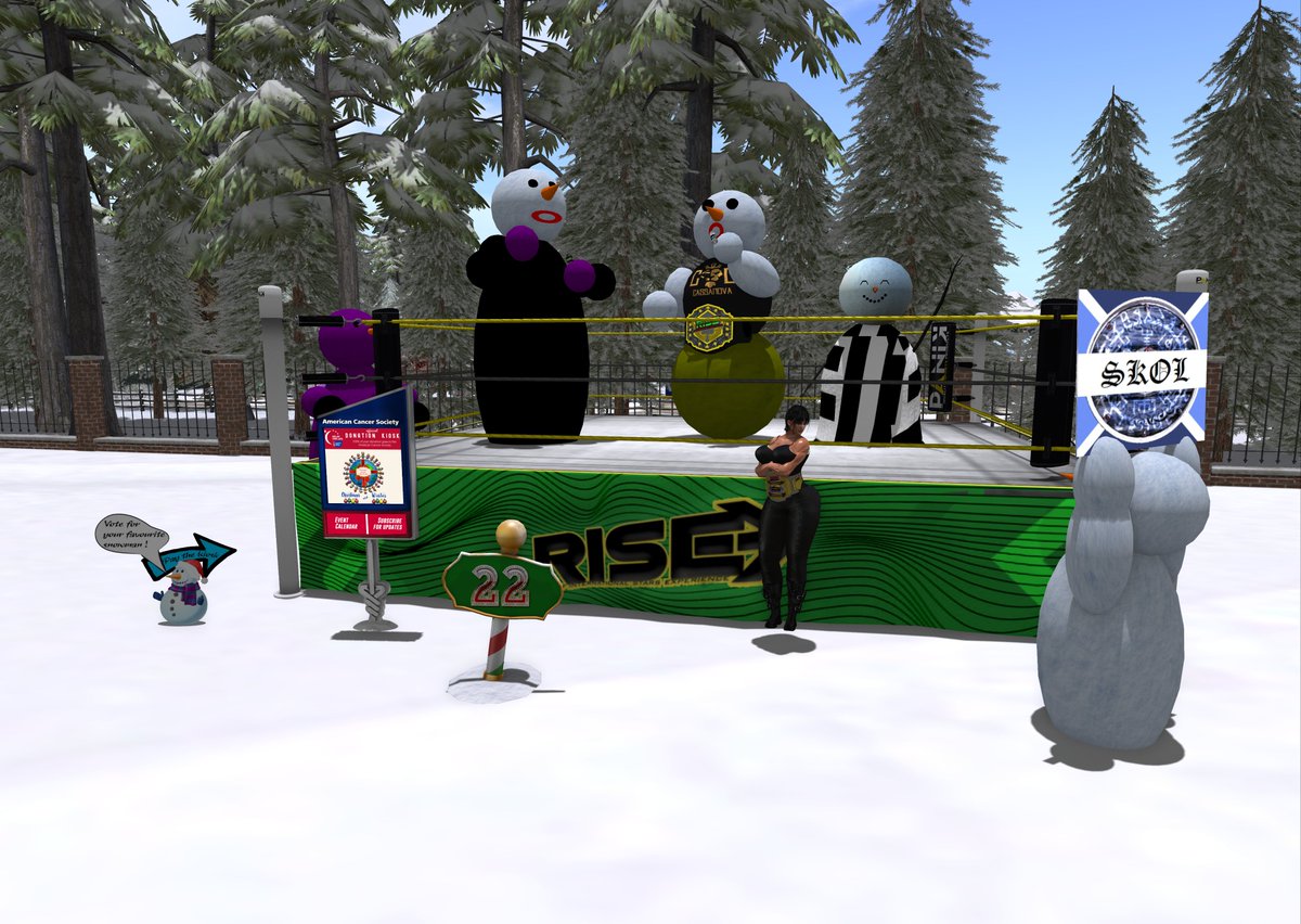 Rise up against cancer come and support rise in the snowman building contest at the christmas expo all the proceeds from the christmas expo benefit the american cancer society come help us rise up against cancer
maps.secondlife.com/secondlife/Chr…