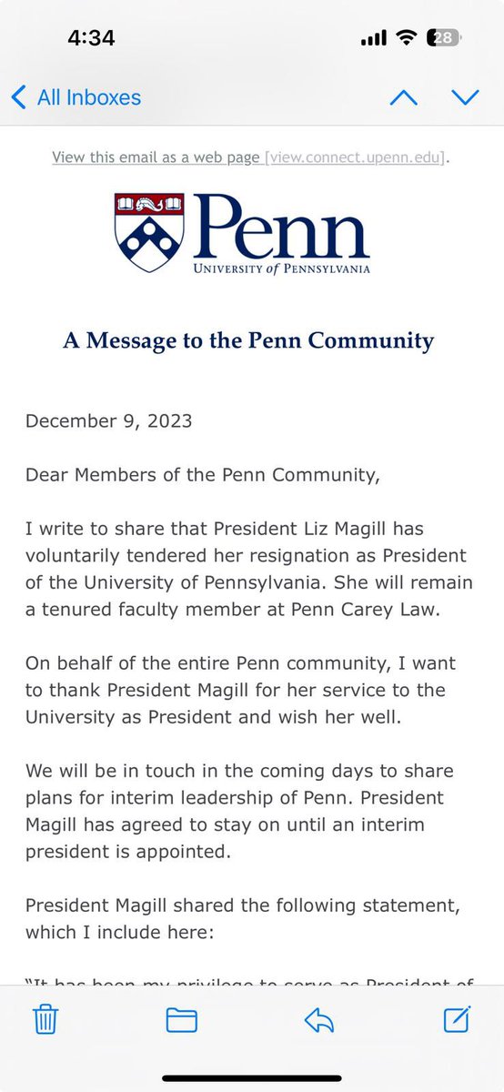 Magill has resigned.