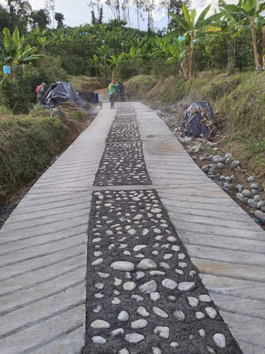 AlcaMarsella's tweet photo. Con recursos propios la Alcaldía se encuentra culminando la ejecución de un proyecto de Placa Huellas rurales, el cual beneficia a cinco veredas con el mejoramiento de tramos que eran de difícil acceso, brindando seguridad vial y transitabilidad. 🚧🛣️ https://t.co/nOB1uY8c7U https://t.co/mSsOlqi1q6