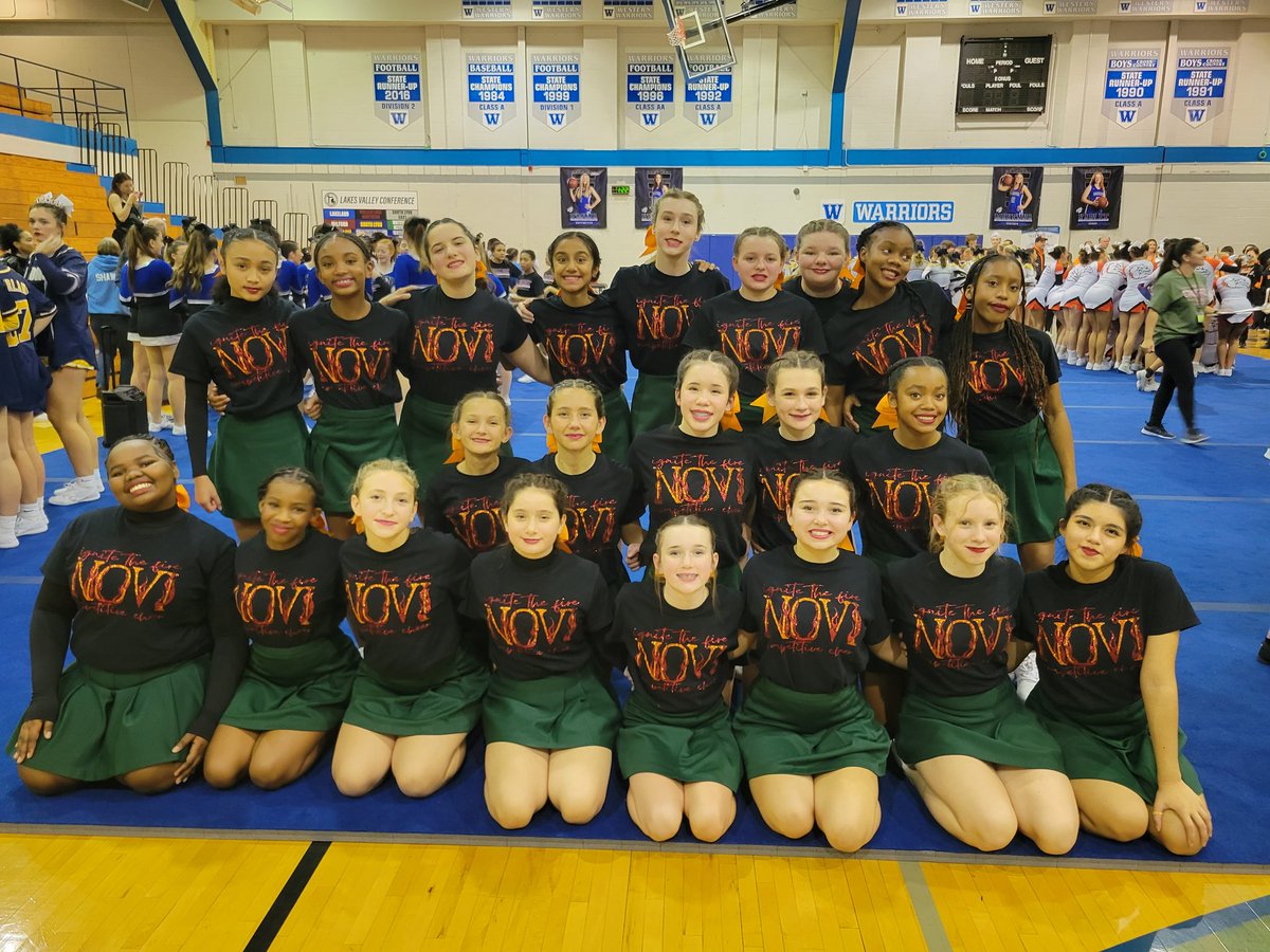The <a href="/novi_ms/">Novi Middle School</a> Competitive Cheer team absolutely rocked their first competition today. So proud! 🔥💚🤍 #NoviPride