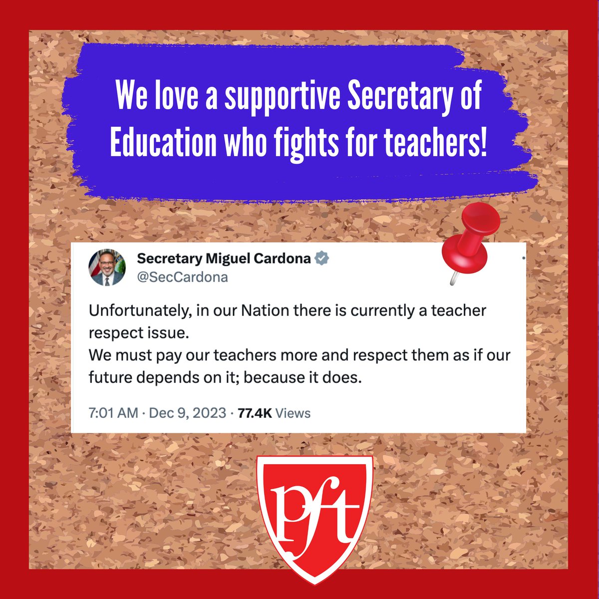 PFTLocal3's tweet image. Remember his predecessor?! Thank you, @seccardona. We really do love to see it.

@aftunion @aftpaunion @aflcio @phillyaflcio @paafl_cio #phled #unionyes #unionstrong #whatkidsneed #aftvotes #1u