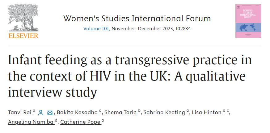 Infant feeding as a transgressive practice in the context of HIV in the UK: A qualitative interview study Rai et al. sciencedirect.com/science/articl… 4/4