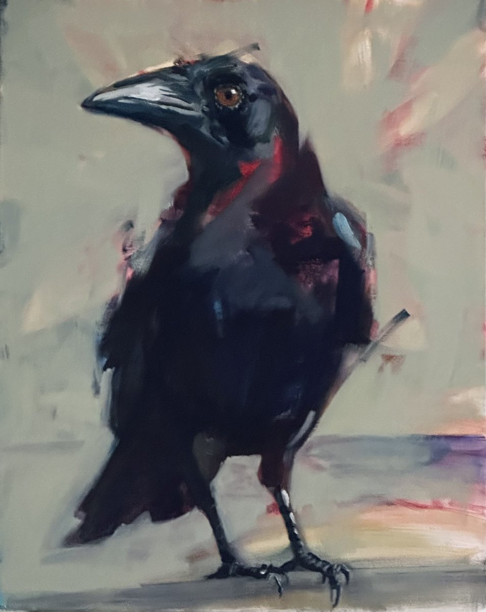 Painted in class yesterday this raven in oils. I had just over an hour to complete it from start to finish. Had I more time I would touch up a few little mistakes, but then there’s always the possibility of overworking it. #oilpainting #art