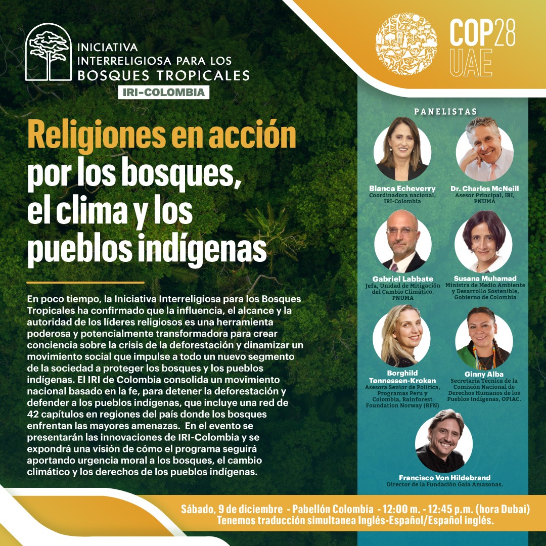IRI-Colombia (@iricolombia) on Twitter photo #COP28 El aporte de iglesias y comunidades de fe a la protección de la Amazonia y la lucha contra el cambio climático fue el tema central del panel “Religiones en acción por los bosques, el clima y los pueblos indígenas”, realizado por <a href="/IRIColombia/">IRI-Colombia</a> en el pabellón Colombia. #COP28 El aporte de iglesias y comunidades de fe a la protección de la Amazonia y la lucha contra el cambio climático fue el tema central del panel “Religiones en acción por los bosques, el clima y los pueblos indígenas”, realizado por <a href="/IRIColombia/">IRI-Colombia</a> en el pabellón Colombia.