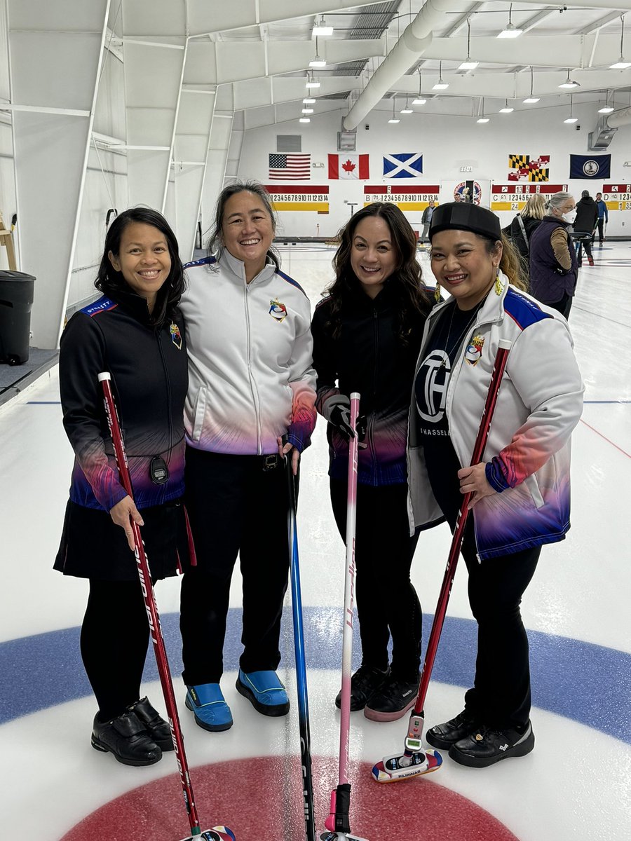 3/4 of our women’s team from Kelowna <a href="/pqcurling/">pqcurling</a> are at <a href="/curldc/">Potomac Curling Club</a> for #EmbassyRow right now. We have #CurlingPilipinas merch available onsite too #curling #Mabuhay #BawalMamatay