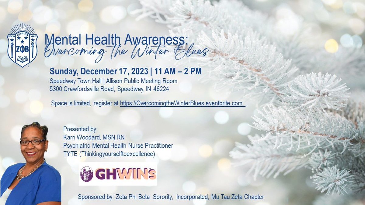 ZPHIB_MTZ's tweet photo. Don't let the cold days and gray skies steal your joy this season. Join us for an interactive workshop on Sunday, December 17th to learn more. Register at: https://t.co/ki00PR0Oi4. #goodhealthwins #ZPhiB1920 #mentalhealthawareness https://t.co/cGlFuH0ldg