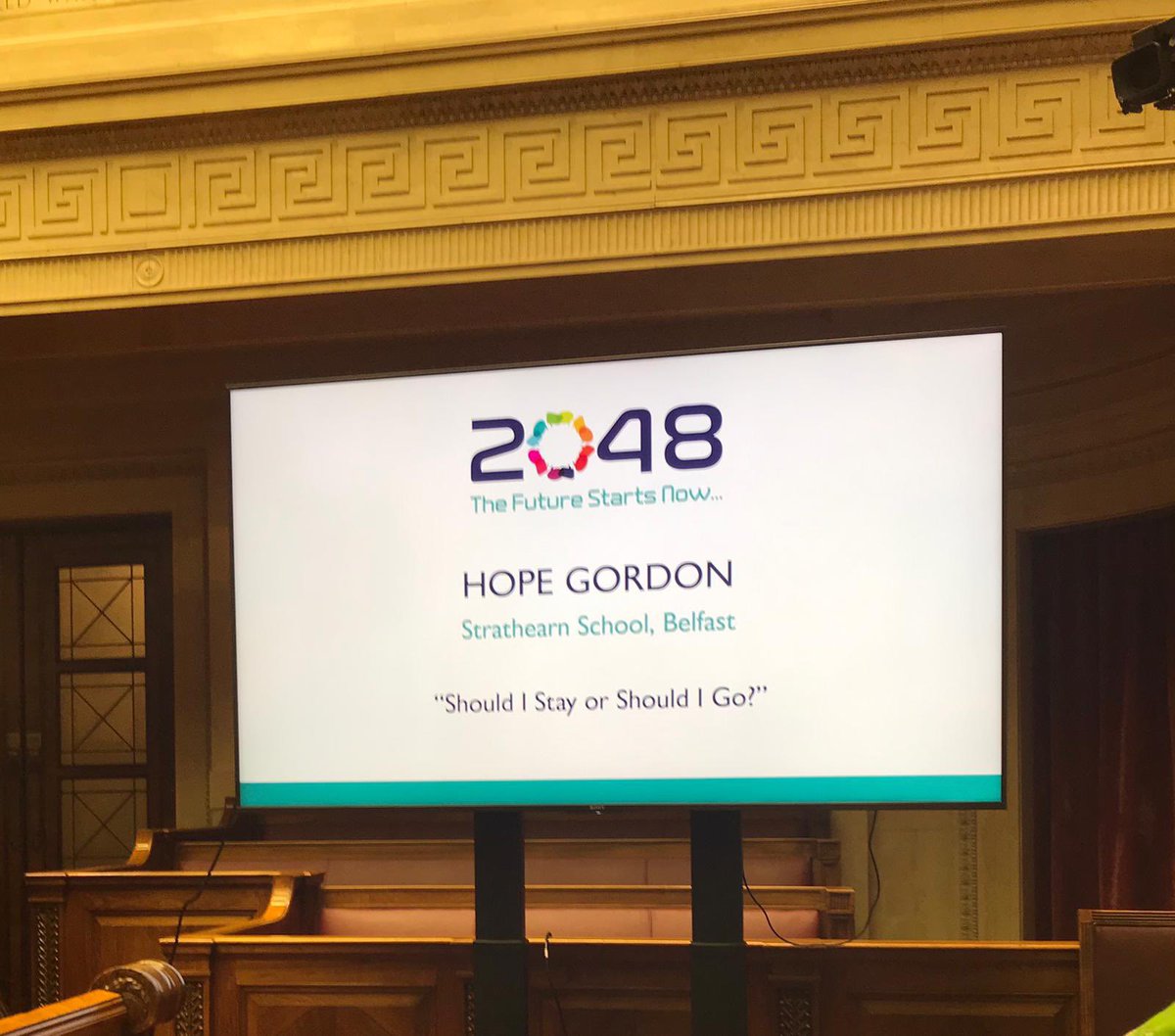 SistersIN_Stra's tweet photo. Congratulations to Hope who was selected to make a speech at the ‘2048 The Future is Now’ event held at the Stormont parliament building in Belfast this morning, 12 young female students shared their vision of Northern Ireland in front of a VIP audience. https://t.co/5q5SPwuC4J