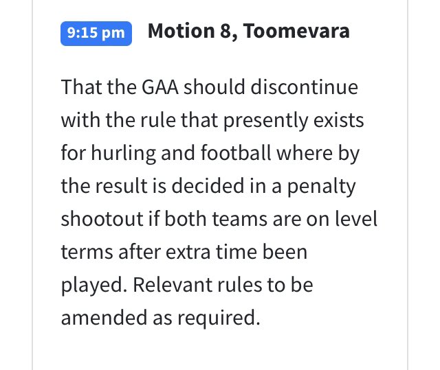 PremierviewPod's tweet image. Passed and sent forward to GAA Congress

Toome against Penalty Shootouts