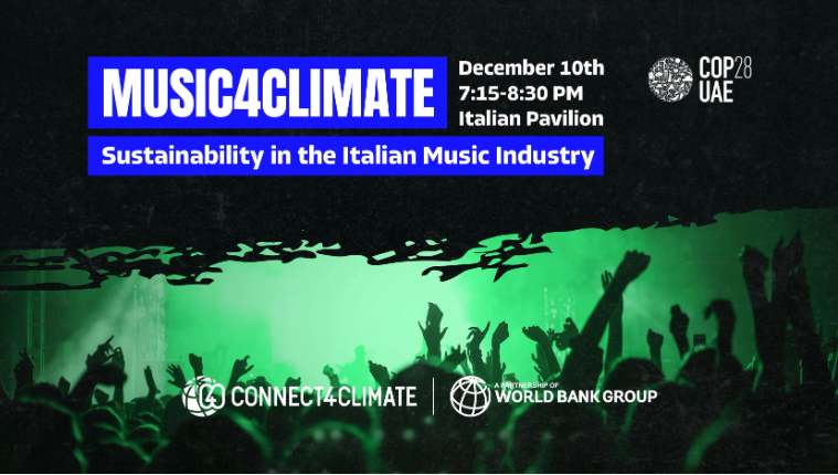 Connect4Climate's tweet photo. Don't miss out on this awesome #Music4Climate event taking place at #COP28 tomorrow! πΈ #LivablePlanet
Not in Dubai? Fear not: the event will be livestreamed in full on the @MASE_IT YouTube channel π: https://t.co/7ciw9xQwEH https://t.co/tWI8lL8kwi