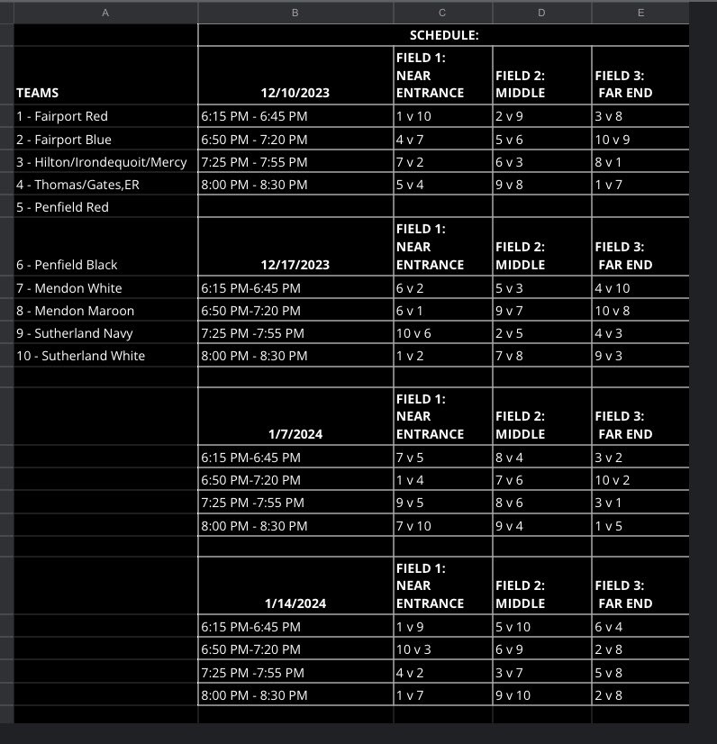 Winter League Schedule is out! Please check your email for your team designation!