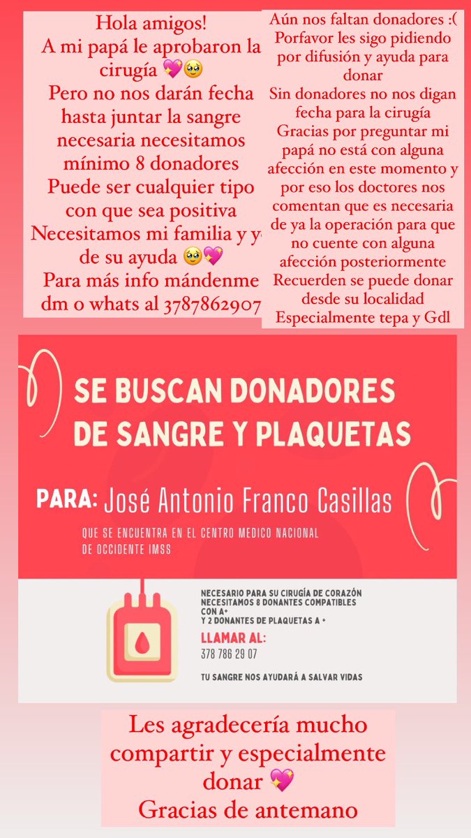 Vane_Fco's tweet photo. Hola amigos vengo aquí pidiendo ayuda en su difusión especialmente en donación para que nos puedan dar la fecha para cirugía del corazón de mi papá puede ser en tepa o en Gdl o de algún otro lado de jalisco solo necesito él acta original y copia yo pago el envío! Porfa compartan https://t.co/eRiDs8pWrR