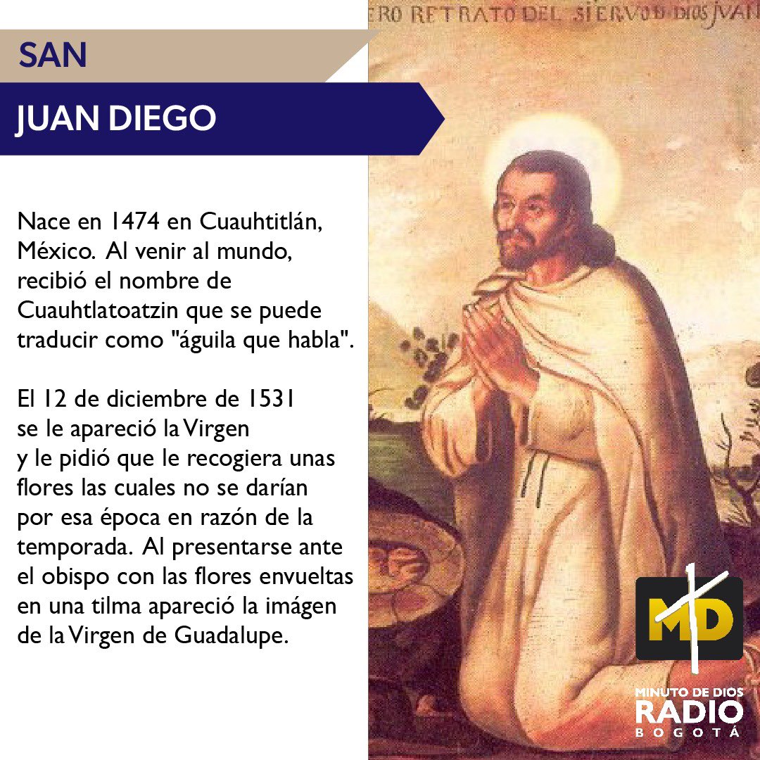 MinutodeDiosFM's tweet photo. Hoy la Iglesia recuerda a San Juan Diego😇
Like, comenta y comparte
#SanJuanDiego #MDRadioColombia #NuevaEvangelización #RadioMultimedia https://t.co/uLDDxveqIB