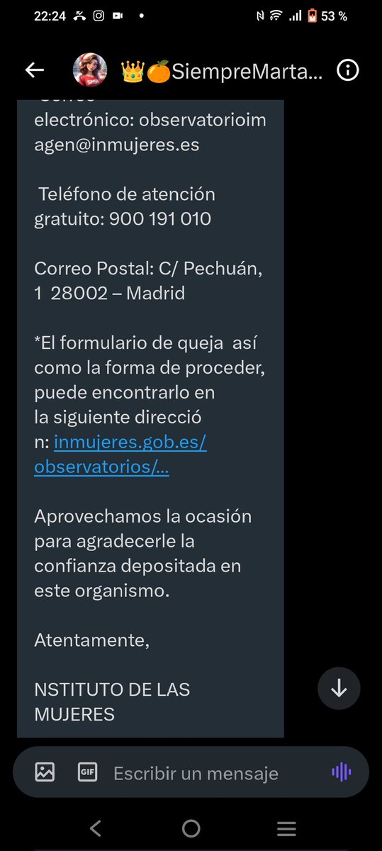 galopera65's tweet image. Aprovecho este tuit para dejar  la contestación de nuestra denuncia.

A este correo podéis hacer vuestra queja adjuntando " los vídeos sexistas" producidos en la gala del jueves  7/ 12 /2033 @ghoficial 
#GHVIP09D 

Dejaré fijado en mi perfil
Gracias!!!