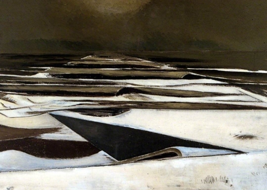 'Winter Sea,' is Paul Nash at his best. It was painted between 1922 and 1925 while he was recuperating at Dymchurch in Kent having been diagnosed with 'war strain.' Though a bleak picture, it is also a painting of transformation.