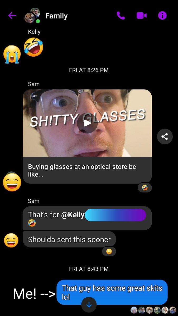 HarbingerODeath's tweet photo. @AndrewRousso My sister just bought her glasses for $745. My brother sent her your glasses skit and she said that was the exact conversation she had with them. https://t.co/AqCEcCBdIB