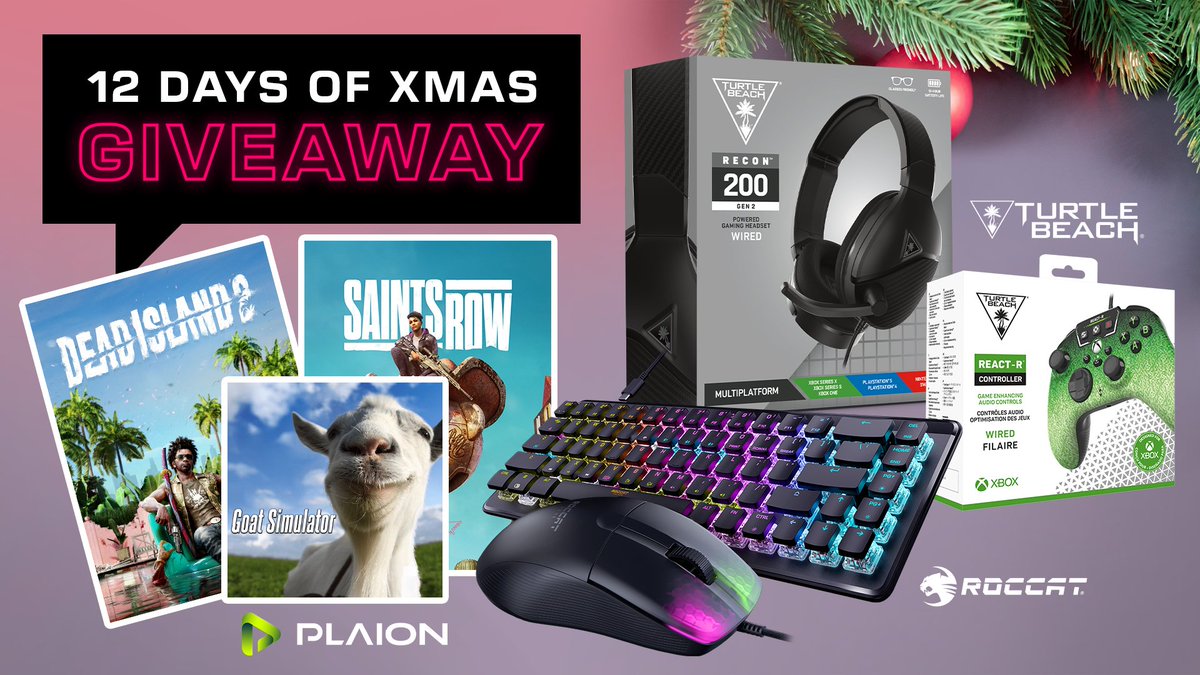 Day 9 of our 12 Days of Xmas Giveaways features @PLAION! You could win... 🎧 Recon 200 🎮 Pixel REACT-R ⌨️ Vulcan II Mini Air 🖱️ Kone Pro 🧟 Dead Island 2 🚔 Saints Row 🐐 Goat Simulator 3 Enter here 👇 sdqk.me/p/day-9-12-day…