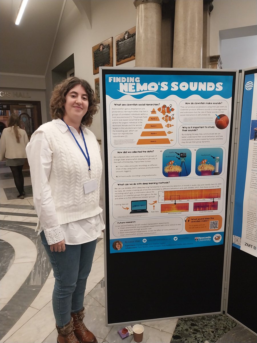 Today I presented my PhD project on clownfish sounds in #RCUK2023 at @UniofNewcastle. An amazing conference to close the year!