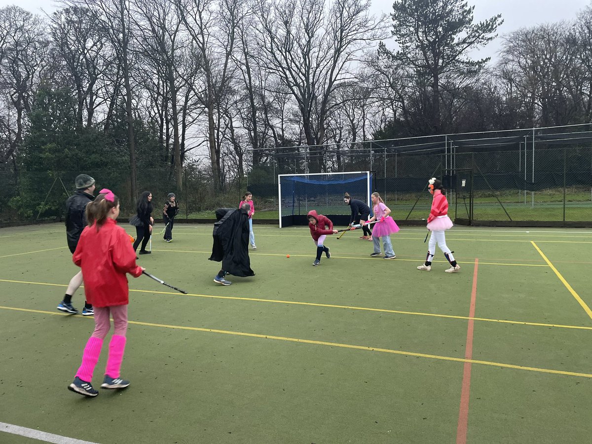 BelhavenSport's tweet photo. The 🌧️ didn’t dampen spirits for our Parents v Form 1s 🏑 &amp; 🏉 matches today. It wasn’t your usual sporting attire 😳 but was good fun all round.
#BeSlightlyBonkers
#BeBelhaven https://t.co/Z0vpYHStA3
