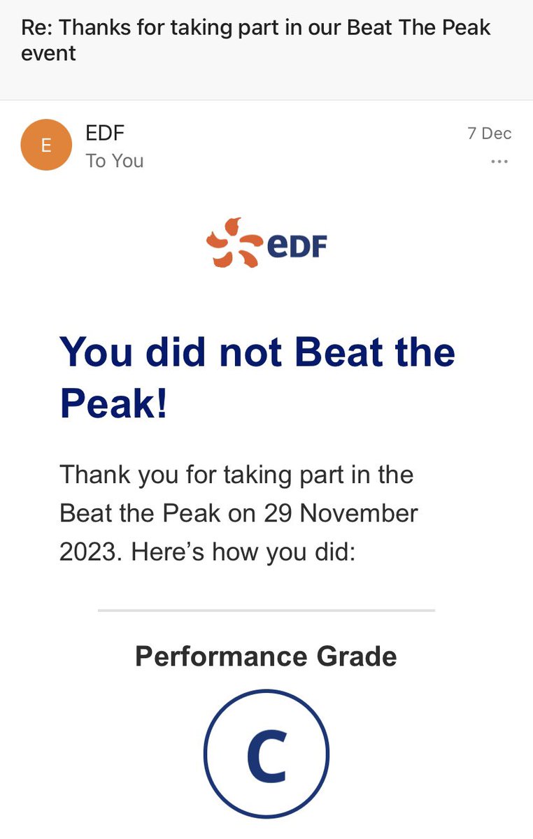 JohnMannick's tweet photo. @HelloCSE My results from @edfenergy  beat the peak on the 29th November 😵😵🤣🤣 my maths isn’t great but I used nearly zero energy and still failed 😵😵🤣🤣 https://t.co/z47vsvKSAF
