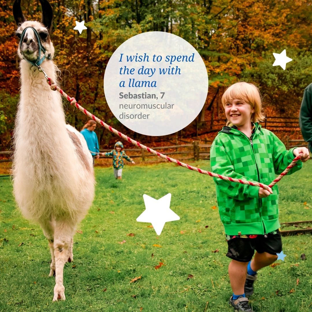 Make-A-Wish AK & WA (@makeawishakwa) on Twitter photo Sebastian’s wish will warm your heart this #NationalLlamaDay. “We will remember his wish day for a lifetime. It was a day he was completely free from all worry. He was just Sebastian, our animal-loving boy.” – Liz, Sebastian’s mom <a href="/MakeAWish/">Make-A-Wish America</a> <a href="/MakeAWishMNY/">Make-A-Wish Metro NY</a> Sebastian’s wish will warm your heart this #NationalLlamaDay. “We will remember his wish day for a lifetime. It was a day he was completely free from all worry. He was just Sebastian, our animal-loving boy.” – Liz, Sebastian’s mom <a href="/MakeAWish/">Make-A-Wish America</a> <a href="/MakeAWishMNY/">Make-A-Wish Metro NY</a>